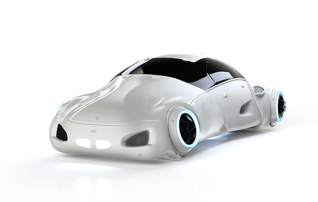 Coche sin conductor o coche autónomo con renderizado 3d