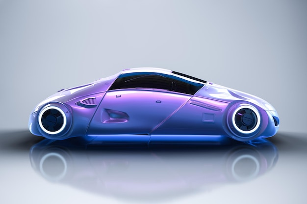 Coche sin conductor o coche autónomo con renderizado 3d