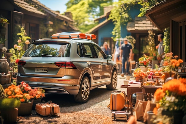 Coche con cosas para viajar IA generativa