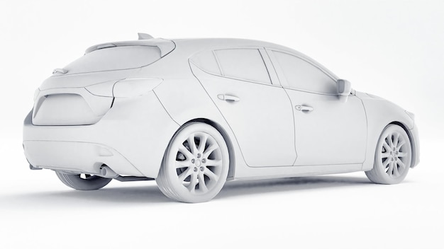 Coche Cty con superficie en blanco para su diseño creativo. Representación 3D.