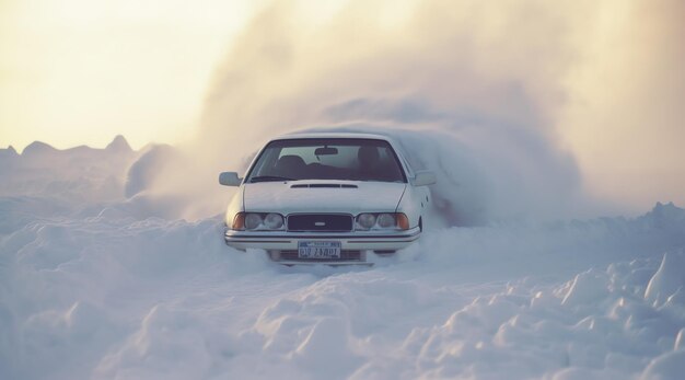 Un coche cubierto por la nieve.