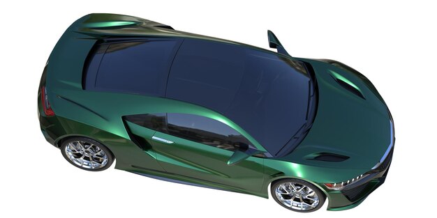 Coche deportivo aislado en la ilustración de renderizado 3d de fondo