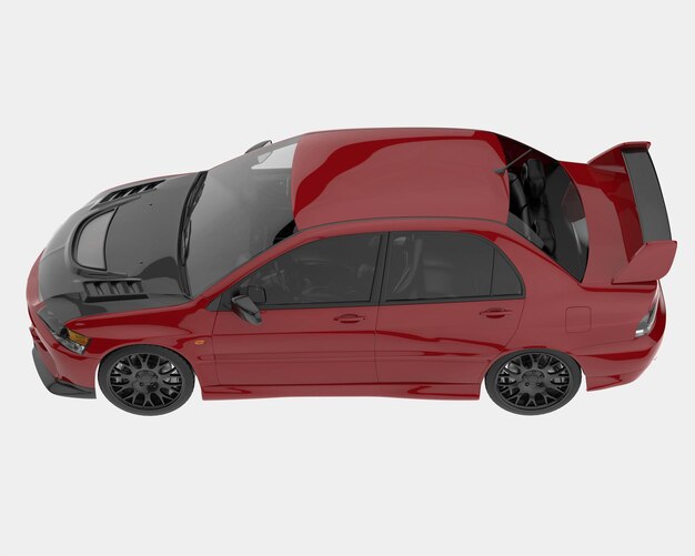 Coche deportivo aislado en la ilustración de renderizado 3d de fondo