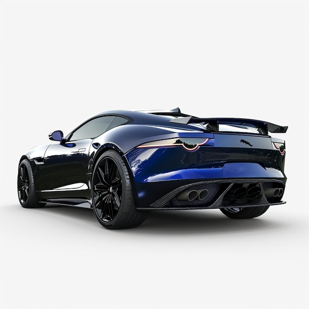 un coche deportivo azul con el capó arriba y el número 3 en la parte de atrás