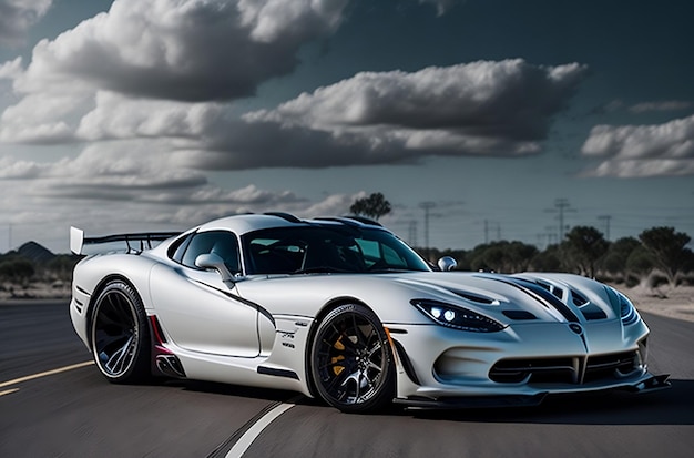 Coche deportivo blanco Dodge Viper