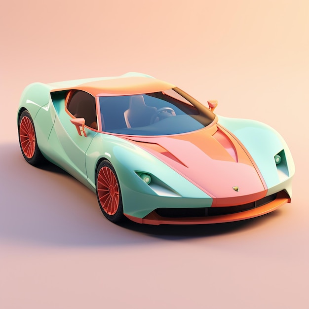 coche deportivo de dibujos animados 3d