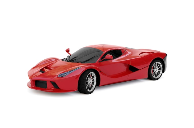 Coche deportivo elegante rojo escarlata 3D Render