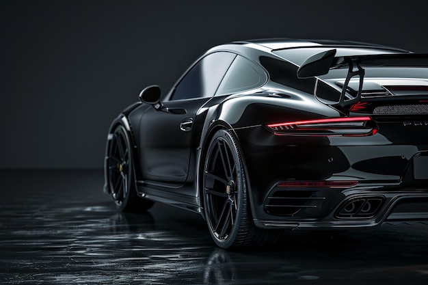 un coche deportivo negro con un spoiler