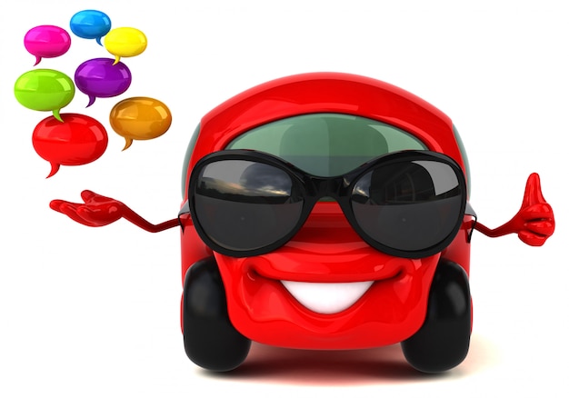 Foto coche divertido - ilustración 3d