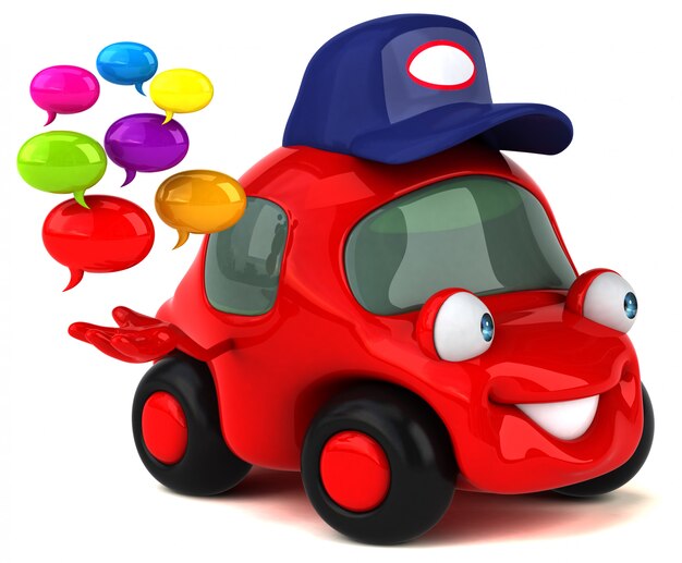 Coche divertido - Ilustración 3D