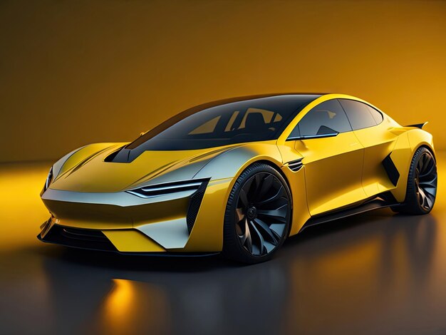 Coche eléctrico amarillo modelo 3d ai generativo