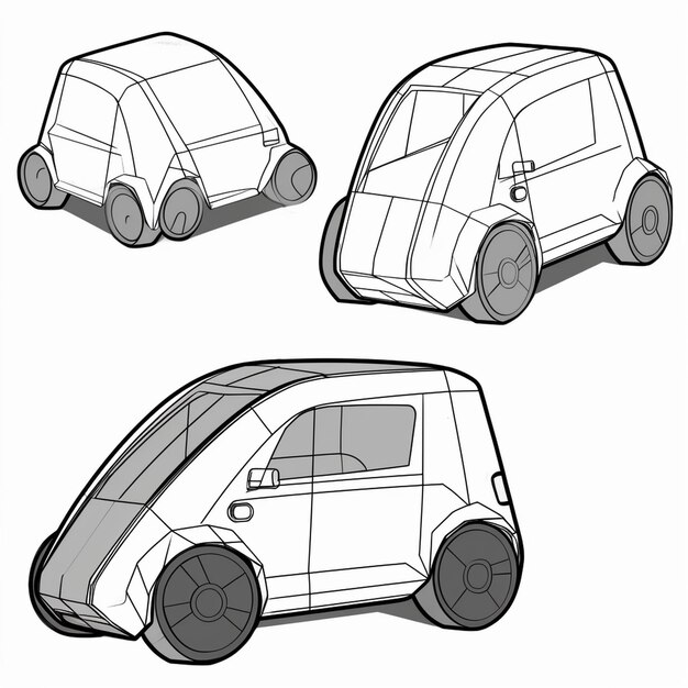 Foto el coche eléctrico autónomo cambia de carril y adelanta a la ciudad