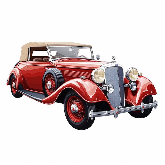 coche de época con fondo blanco