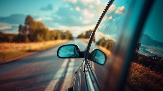 un coche con el espejo retrovisor en el lado de él