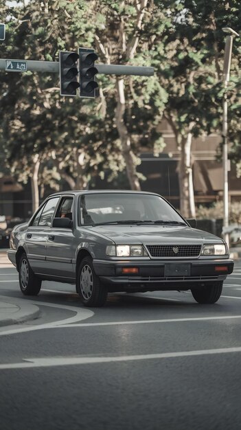Coche esperando frente a la línea de parada