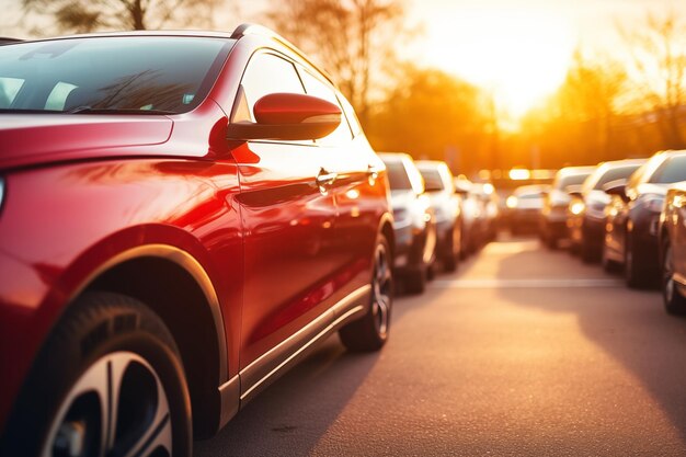 Foto coche estacionado en el estacionamiento al aire libre área de estacionamiento de seguros de automóviles