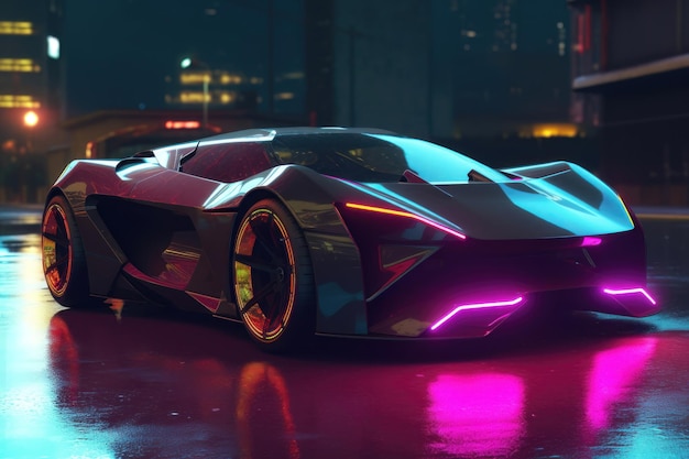 Coche futurista cyberpunk AI generado