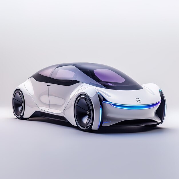 un coche futurista que dice la palabra coche en el lado