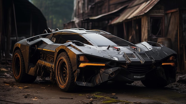 El coche Lamborghini negro de alta potencia