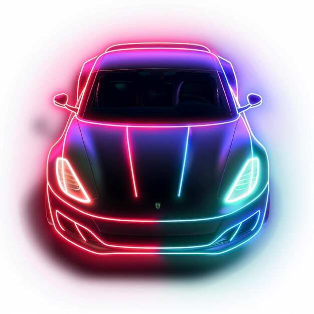 Foto un coche con las luces encendidas y el coche está iluminado