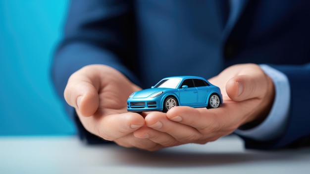 Foto coche y manos masculinas como protección del concepto de coche