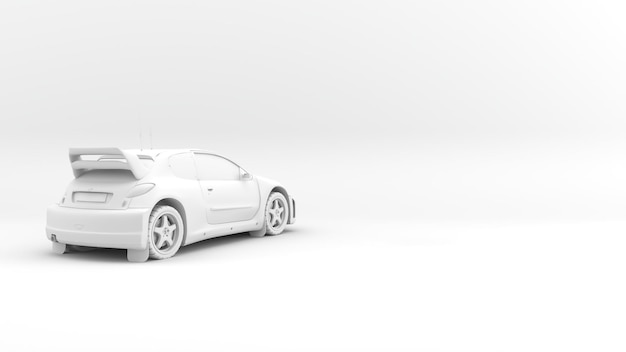 Un coche modelo 3d blanco con fondo blanco. Idea para el diseño.