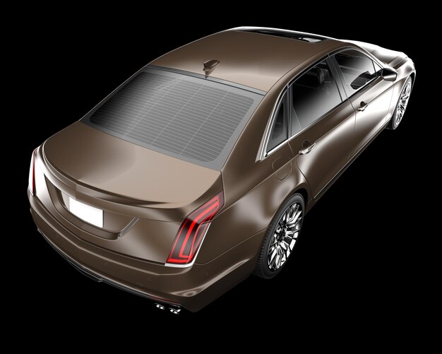 Coche moderno aislado en la ilustración de renderizado 3d de fondo