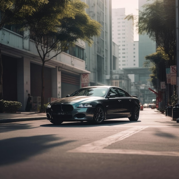 Un coche moderno en vías urbanas