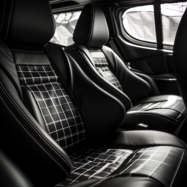 Foto un coche negro con el asiento levantado y los asientos traseros abiertos
