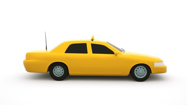 Coche de pasajeros amarillo, ilustración 3d.