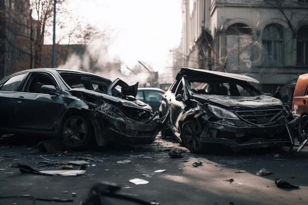 Un coche que ha chocado contra otro coche