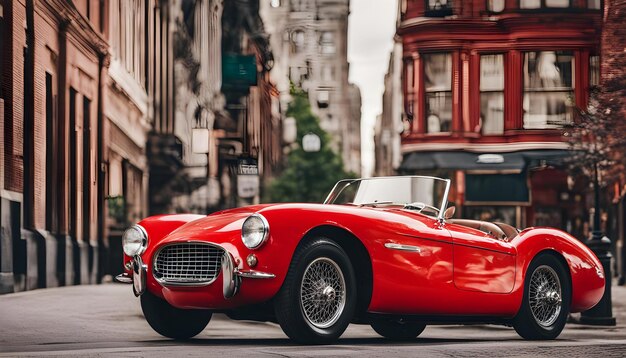 Foto un coche rojo en la calle