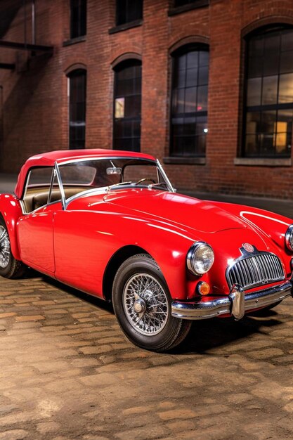 Foto un coche rojo con la matrícula número 8 en él