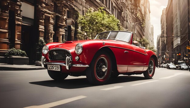 Foto un coche rojo con una matrícula que dice e s