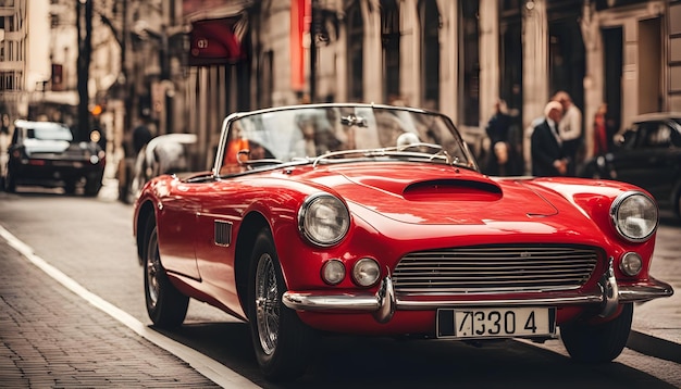 Foto un coche rojo con una matrícula que dice g - y