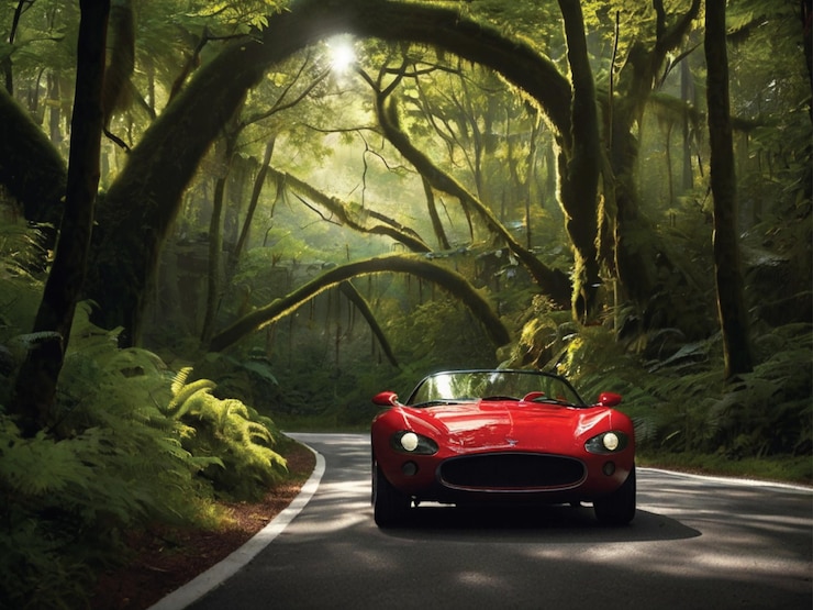un coche rojo con el número de matrícula h s