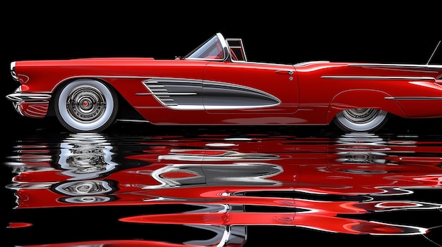 Foto coche rojo retro y reflejos