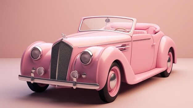 Coche rosa clásico en estilo rosa.
