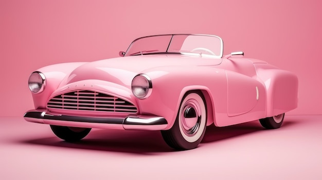 Coche rosa clásico en estilo rosa.