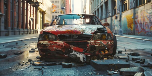 coche roto en un accidente IA generativa