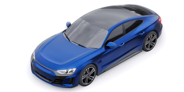 Coche sedán deportivo eléctrico premium aislado sobre fondo blanco renderizado 3d