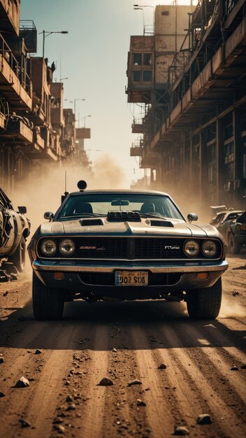 Foto un coche steampunk en el desierto