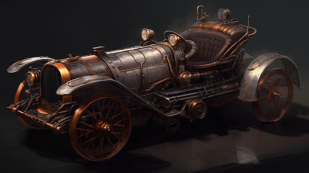 Un coche steampunk de la película steampunk.