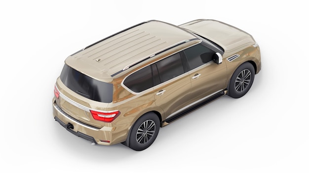 Coche SUV familiar premium aislado sobre fondo blanco renderizado 3d