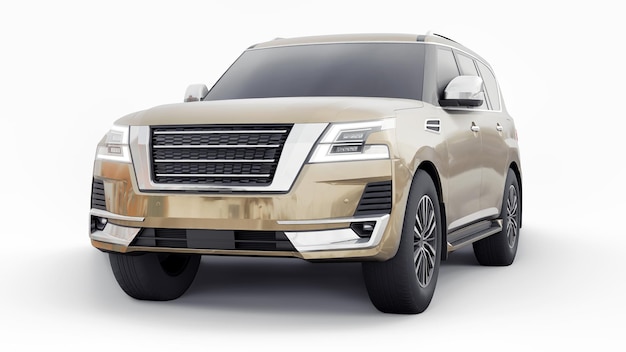 Coche SUV familiar premium aislado sobre fondo blanco renderizado 3d