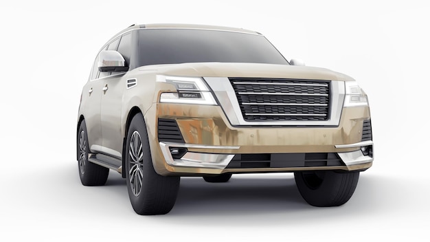 Coche SUV familiar premium aislado sobre fondo blanco renderizado 3d