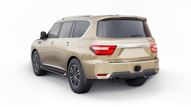 Coche SUV familiar premium aislado sobre fondo blanco renderizado 3d