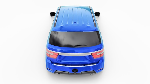 Coche SUV familiar Premium azul aislado sobre fondo blanco renderizado 3d