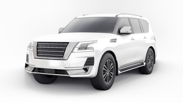 Coche SUV familiar Premium blanco aislado sobre fondo blanco renderizado 3d