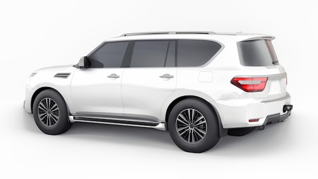 Coche SUV familiar Premium blanco aislado sobre fondo blanco renderizado 3d